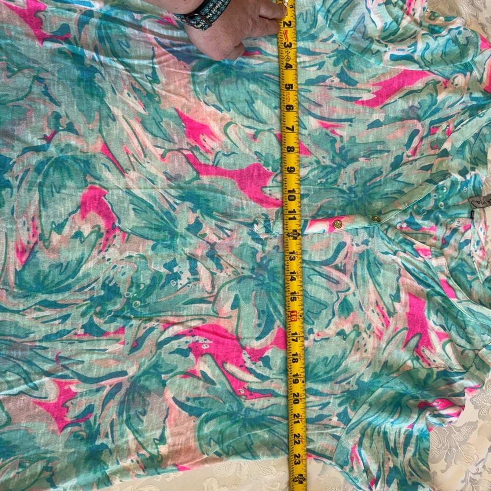 Casey Key Plus Size 2X Linen Blend Nautical coastal tunic Top Cover Up Resort - Picture 7 of 9